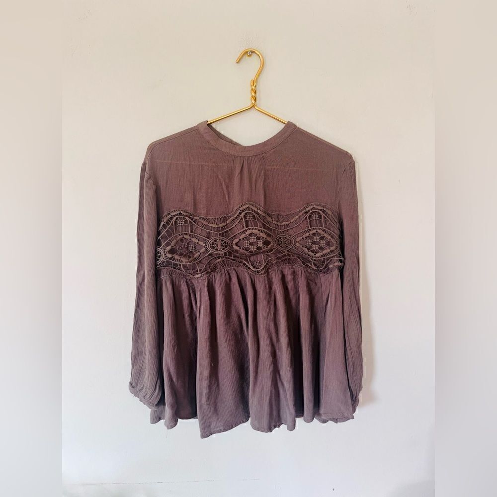 Altrd state | brown lace peasant top